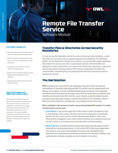 Remote File Transfer Service (RFTS) | Owl Cyber Defense