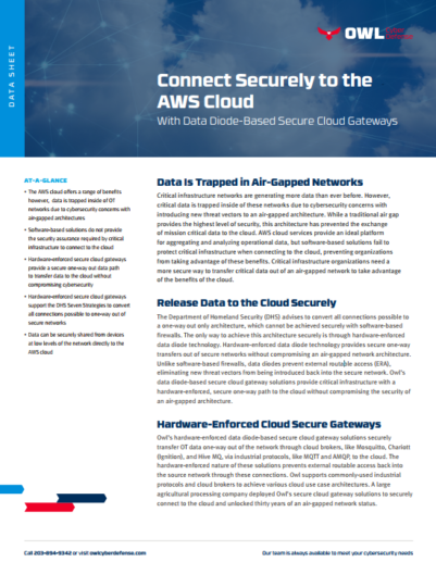 Connect Securely to the AWS Cloud | Owl Cyber Defense