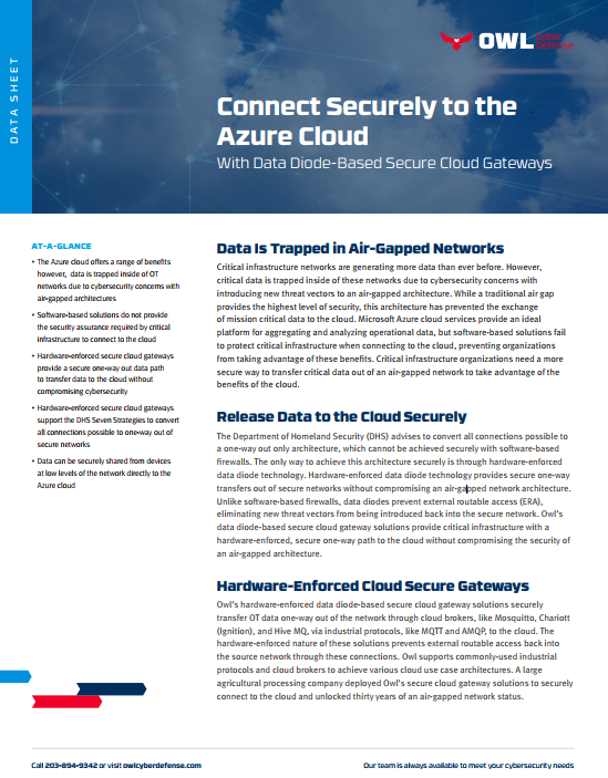 Connect Securely to the Azure Cloud | Owl Cyber Defense